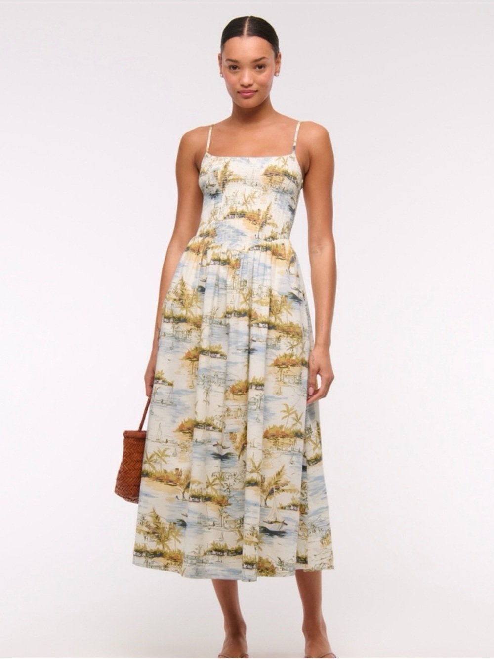 Abercrombie & Fitch Cream and Blue Tropical Maxi Dress